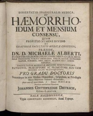 De Hæmorrhoidum Et Mensium Consensu,