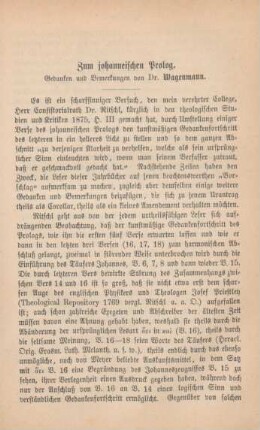 441-446 Zum johanneischen Prolog