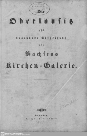 [14]: Die Oberlausitz als besondere Abtheilung von Sachsens Kirchen-Galerie