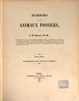 Recherches sur les animaux fossiles, 1. Monographie des genres productus et chonetes