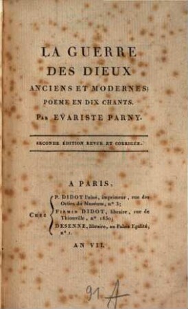 La guerre des dieux anciens et modernes : poème en 10 chants