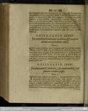 Observatio LXXXV. Juramentum Calumniae, an consuetudine, vel statuto remitti possit
