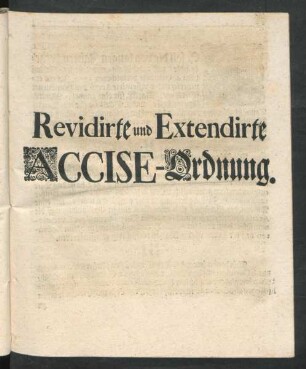 Revidirte und Extendirte Accise-Ordnung.