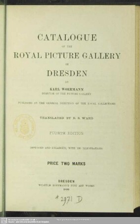 Catalogue of the Royal Picture Gallery in Dresden