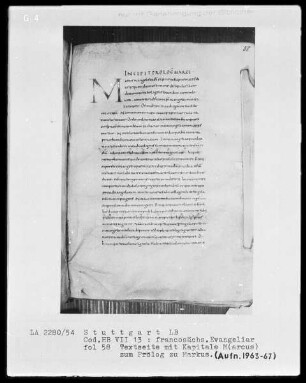 Francosächsisches Evangeliar — Initiale M(arcus), Folio 58recto