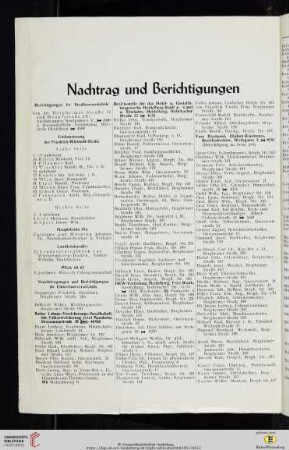 Nachtrag und Berichtigungen