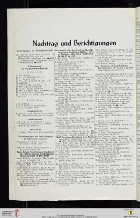 Nachtrag und Berichtigungen