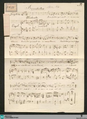 Benedictus - JWK Mus.Ms. 16 : V, org; B|b; StrK WoO 6.12
