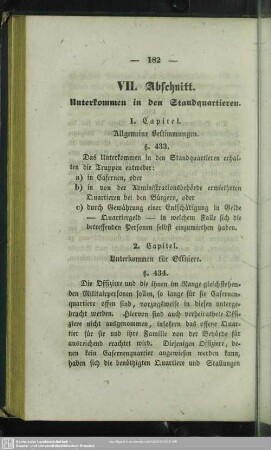 VII. Abschnitt. Unterkommen in den Standquartieren