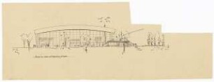 Tennishalle mit Klubräumen, Argentinische Allee, Berlin-Zehlendorf: Ostansicht 1:200