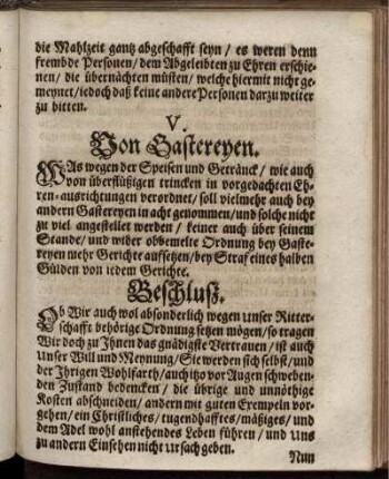 V. Von Gastereyen