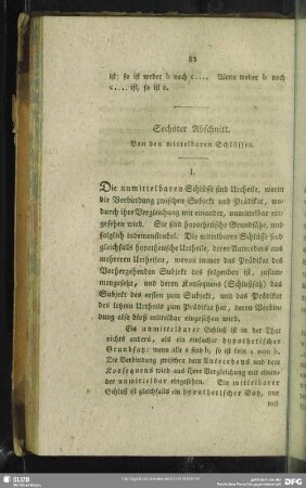 Sechster Abschnitt. Von den mittelbaren Schlüssen