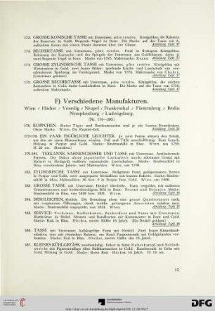 F) Verschiedene Manufakturen