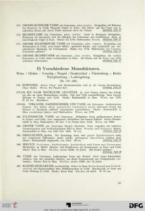 F) Verschiedene Manufakturen