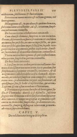 Caput V. De resolutione integrae disciplinae.