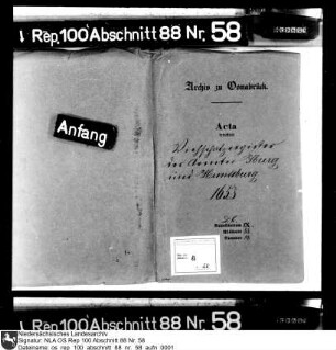 Viehschatzregister (ohne Viehbestand) der Ämter Iburg und Hunteburg