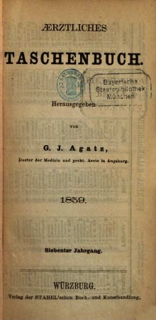 Aerztliches Taschenbuch. 7. 1859