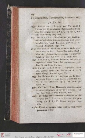 C) Geographia, Topographia,Itineraria. etc (Nr. 2453 - 2857)
