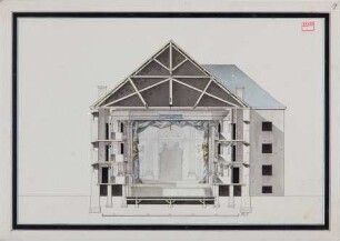 Theater in Koblenz, Querschnitt (durch den Zuschauerraum und Blick zur Bühne)