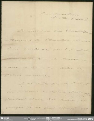 Eigenh. Brief von Henry Petty-Fitzmaurice of Lansdowne an August Wilhelm von Schlegel, London, ohne Datumsangabe