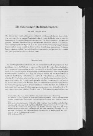 Ein Schleswiger Stadtbuchfragment