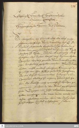 Brief von August Hermann Francke, Joachim Justus Breithaupt und Paul Anton an die Kurfürstlich-Brandenburgische Kommission.