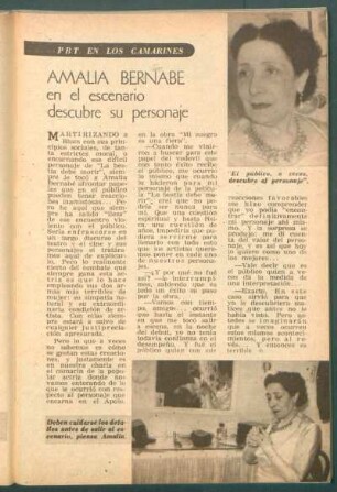 Amalia Bernabe en el escenario descubre su personaje : PBT en los camarines