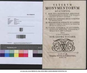 Vetervm Monvmentorvm Qvaternio