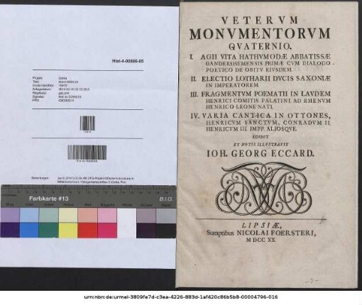 Vetervm Monvmentorvm Qvaternio