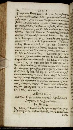 Assertio tertia. [...] circa Scripturæ S. Perspicuitatem.