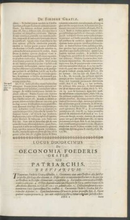 Locus Duodecimus De Oeconomia Foederis Gratiae Sub Patriarchis.