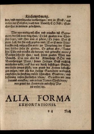 Alia Forma Exhortationis.