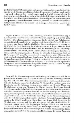 Festschrift der Mennonitengemeinde zu Hamburg und Altona aus Anlaß der 75-Jahr-Feier der Mennonitenkirche in Hamburg-Altona : Hamburg, Selbstverlag, 1990