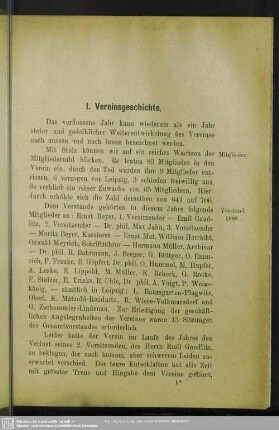 I. Vereinsgeschichte
