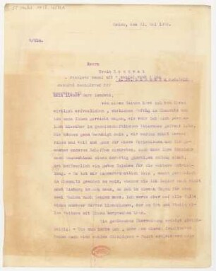 Brief an Erwin Lendvai : 31.05.1926