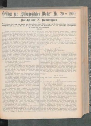 Beilage zur "Pädagogischen Woche" Nr. 20 - 1909