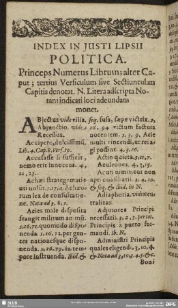 Index In Iusti Lipsii Politica