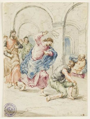 Christus vertreibt die Wechsler aus dem Tempel, Blatt 14 der Folge: "Leben Christi"