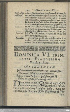 Dominica VI. Trinitatis, Evangelium Matth. 5, v. 20.