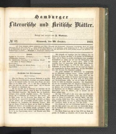 No. 87. 29. Oktober 1851