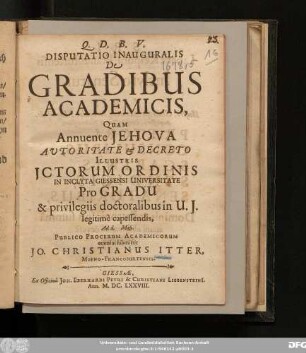 Disputatio Inauguralis De Gradibus Academicis