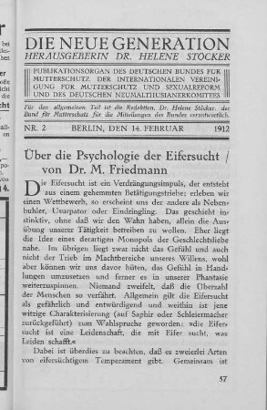Über die Psychologie der Eifersucht