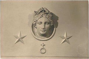 Riedel, Eduard; München; Frauenkopf mit Symbolen - Frauenkopf