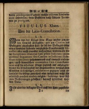 Titulus XImus. Von der Litis-Contestation.