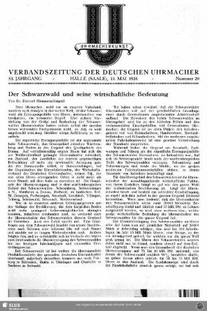 Der Schwarzwald und seine wirtschaftliche Bedeutung