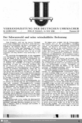 Der Schwarzwald und seine wirtschaftliche Bedeutung