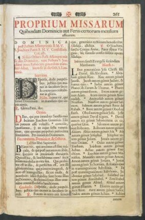 Proprium Missarum Quibusdam Dominicis aut Feriis certorum mensium affixarum