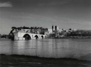 Blick über die Rhone auf den Papstpalast, Avignon