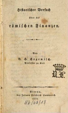 Historischer Versuch über die römischen Finanzen