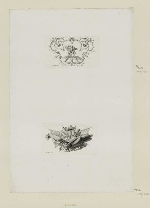 Vignette mit Emblemen (Fahnen etc.)
